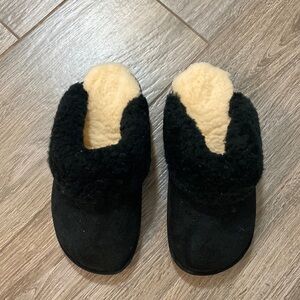 Women's Sheepskin Scuff Slipper Black 8-9